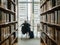 Library Bookshelf with People reading study Campus Education background