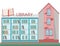 Library front facade building flat style Vector illustration