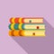 Library historical book stack icon, flat style