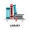 Library icon, flat thin line vector illustration