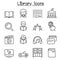 Library icon set in thin line style