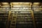 Library with ladder full of old bibles