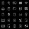 Library line icons on black background