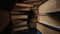 Library stack of old books, slider macro footage in antique shop, bookstore.