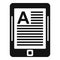 Library tablet reader icon, simple style