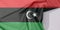 Libya fabric flag crepe and crease with white space.