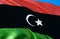 Libya flag. 3D Waving flag design. The national symbol of Libya, 3D rendering. National colors and National flag of Libya for a