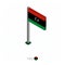 Libya Flag on Flagpole in Isometric dimension