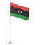 Libya flag on a flagpole white background 3D illustration