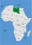 Libya position on Africa map - vector