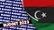 Libya Realistic Flag with Budget 2023 Title Fabric Texture 3D Illustration