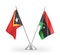 Libya and Timor-Leste East Timor table flags isolated on white 3D rendering