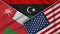 Libya United States of America Oman Flags Together Fabric Texture Illustration