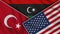 Libya United States of America Turkey Flags Together Fabric Texture Illustration