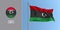 Libya waving flag on flagpole and round icon vector illustration