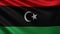 The Libyan flag flutters close-up in the wind, video of the national flag of Libya in 3d, in 4k resolution