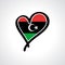 Libyan flag heart-shaped hand drawn logo. Vector illustration.