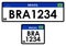 License car plate Brazil. Only graphical representation without scale or precision of the original elements.