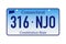 License plate Connecticut. Vector illustration on white background.