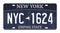 License plate isolated on white background. New York license plate with numbers and letters. Badge for t-shirt graphic