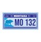 License plate from usa montana car vector illustration. Old automobile vintage collection with registration number plate
