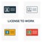License To Work icon set. Four elements in diferent styles from business ethics icons collection. Creative license to work icons