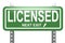 Licensed word with green sign board isolated