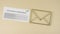 Licensing agreement and the envelope icon on cardboard background