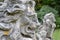 Lichen Weathered Lion Statues