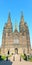 Lichfield cathedral Staffordshire detailed front facade and spires