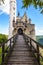 Lichtenstein Castle gates with old wooden bridge, Germany, Europe