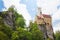 Lichtenstein Castle in Germany on rock cliff