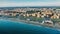 Lido di Ostia famous Italian sandy beach aerial panorama