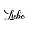 Liebe calligraphy hand lettering. Love inscription in German. Valentines day typography poster. Vector template for banner,