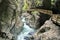 Liechtenstein Gorge - landmark attraction in Austria. Running water and rocks