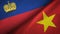 Liechtenstein and Vietnam two flags textile cloth, fabric texture