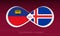 Liechtenstein vs Iceland in Football Competition, Group J. Versus icon on Football background