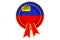 Liechtensteiner flag painted on the award ribbon rosette. 3D rendering