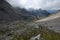 The Lienz Dolomites with Karlsbader chalet and Laserz lake in valley, Austria