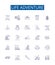 Life adventure line icons signs set. Design collection of Journey, Exploration, Experience, Excursion, Trek, Quest, Tour