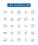 Life adventure line icons signs set. Design collection of Journey, Exploration, Experience, Excursion, Trek, Quest, Tour