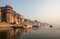 Life along the Ganges Ganga River.Pilgrims bath and pray, peop