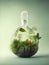 Life in a bottle: A miniature oasis of greenery thriving sustainably. AI Generated