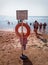 Life buoy on the beach