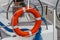 Life buoy on boat in detail