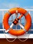 Life buoy on deck of a ship