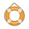 Life buoy. Help drowning in the water. Vector element isolated on light background.