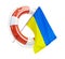 Life buoy help flags of ukraine