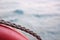 Life buoy on sea background