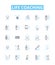 Life coaching vector line icons set. coaching, life, transformation, success, mentoring, self-help, goal-setting